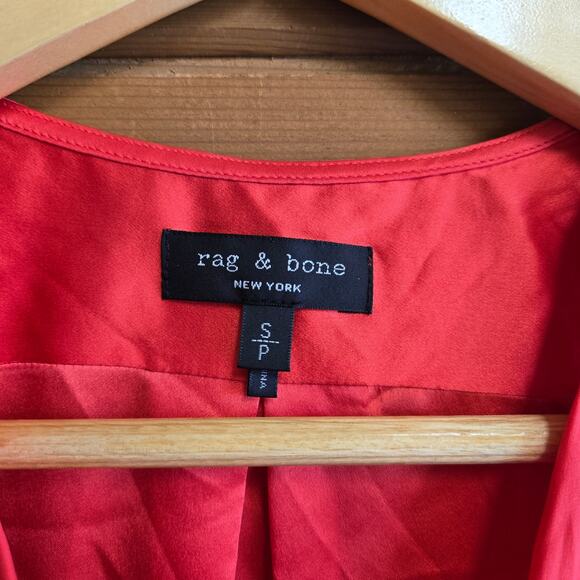 Rag & Bone Victor Blouse Sleeveless Blouse Vneck Silk Tank Top Red Small Shirt - Picture 4 of 5